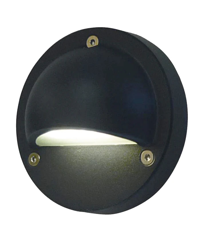 CLA STE: LED Exterior Surface Mounted Eyelid Garden Step and Up Lights / Exterior Wall Lights 3000K Black 12V/240V IP44 - STE - CLA Lighting
