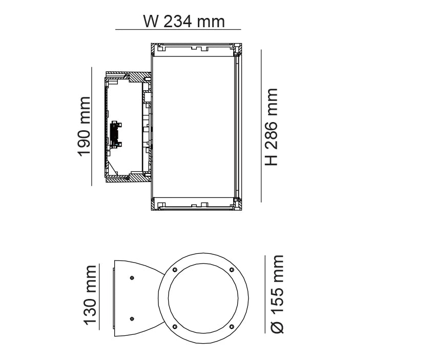 SAL STEIN SE7148 Exterior Wall Lights 3000K 4000K Charcoal Black / Black 32W 240V IP65 - SE7148