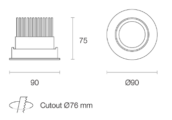 Trend Resiled RDA8 LED Downlights 3000K 4000K White / Black / Silver 8W IP20 - RDA83-WB, RDA84-WB - Trend Lighting
