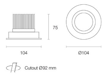 Trend Resiled RDC8 LED Downlights 3000K 4000K White / Black / Silver 8W IP20 - RDC83-WB, RDC84-WB - Trend Lighting