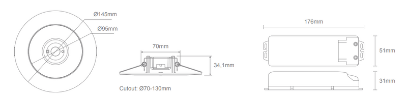 Domus NON-MAINTAINED D63 CLASS RECESS LED Emergency 4500K White / Black 3.5W 240V IP20 - 66040, 66041- Domus Lighting