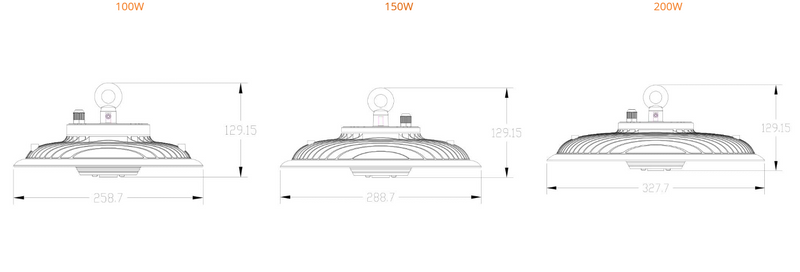 SAL UFO III SHB27S LED Highbays 5000K Black/ White 150/200W 240V IP66 - SHB27S