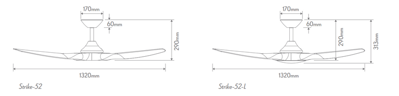 Domus STRIKE 52 INCH Ceiling Fans White/ Black- 60170, 60171