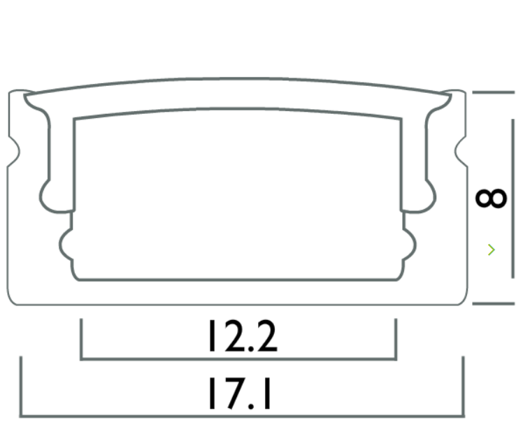 Azoogi Recessed LED Channel and Accessories 1715 Anodised Aluminium - PR005