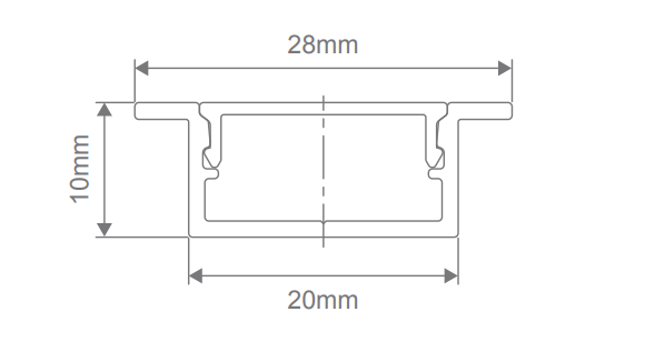 Domus NOVA-20-REC per metre c/w Diff & End Caps LED Channels and Accessories Black/ Aluminium/ White IP67 - 22942, 22941, 22943