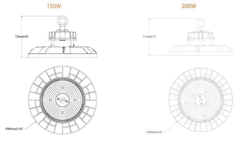 SAL UFO SHB23MPTC2 LED Highbays Tri - Black 150/200W 240V IP65 - SHB23MP150TC2, SHB23MP200TC2