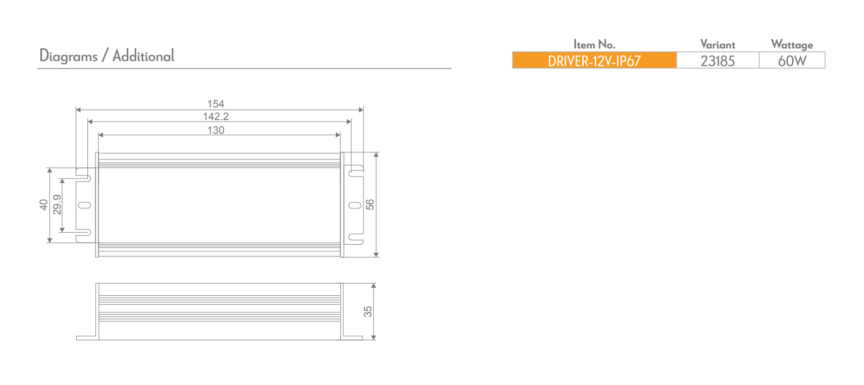 Domus NON-DIM LED Drivers 20W-500W 12V IP67 - 23183-23192
