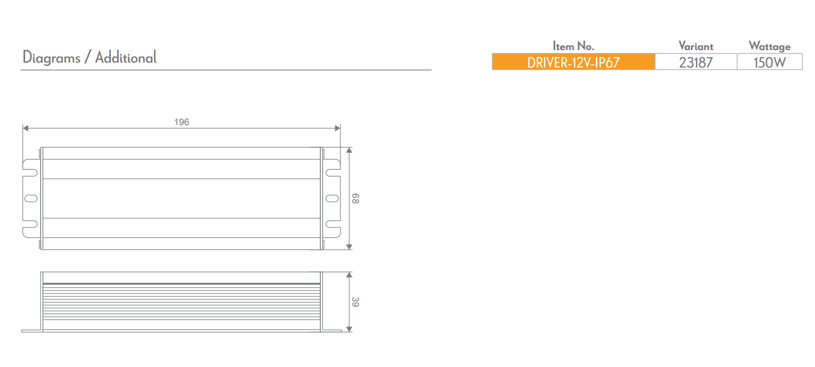 Domus NON-DIM LED Drivers 20W-500W 12V IP67 - 23183-23192