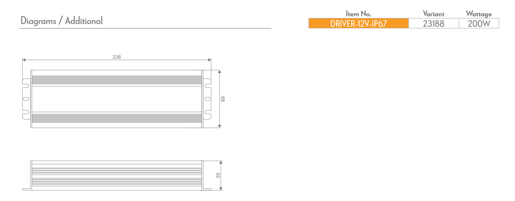 Domus NON-DIM LED Drivers 20W-500W 12V IP67 - 23183-23192