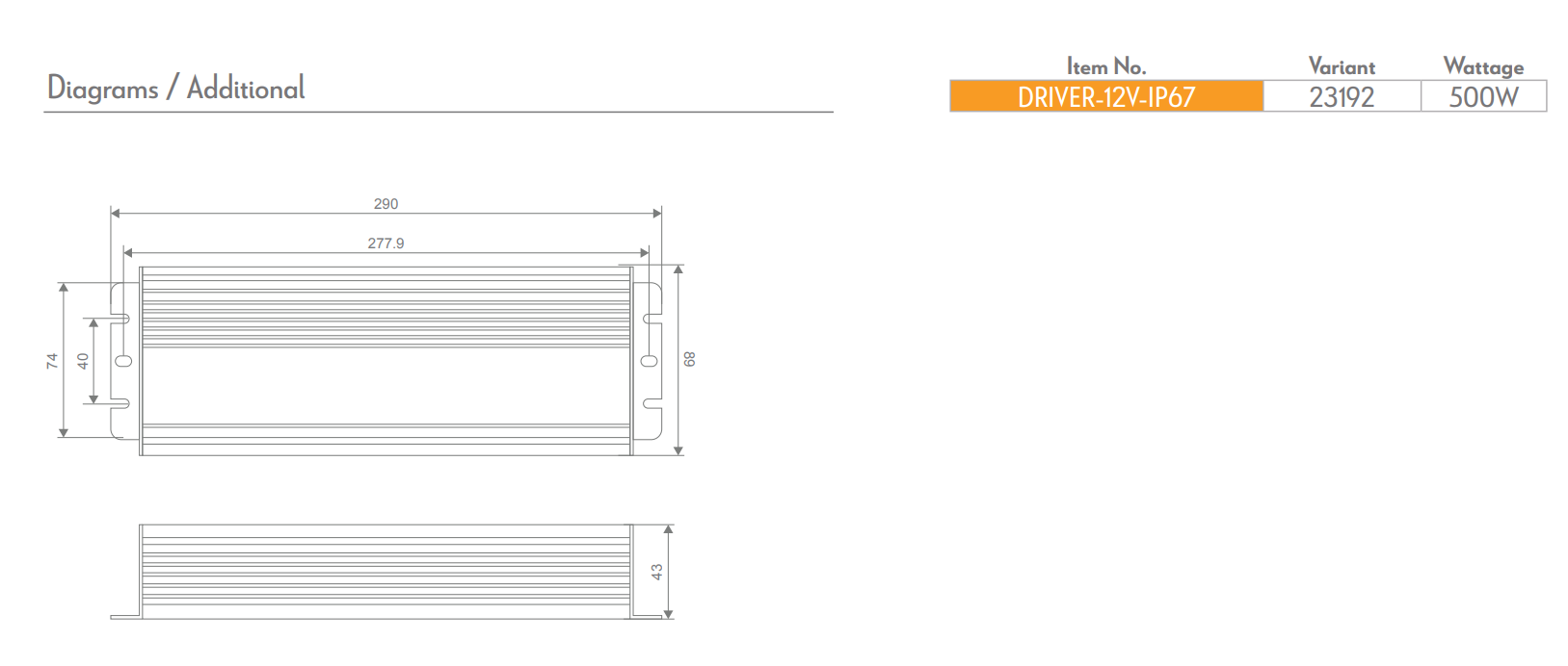 Domus NON-DIM LED Drivers 20W-500W 12V IP67 - 23183-23192