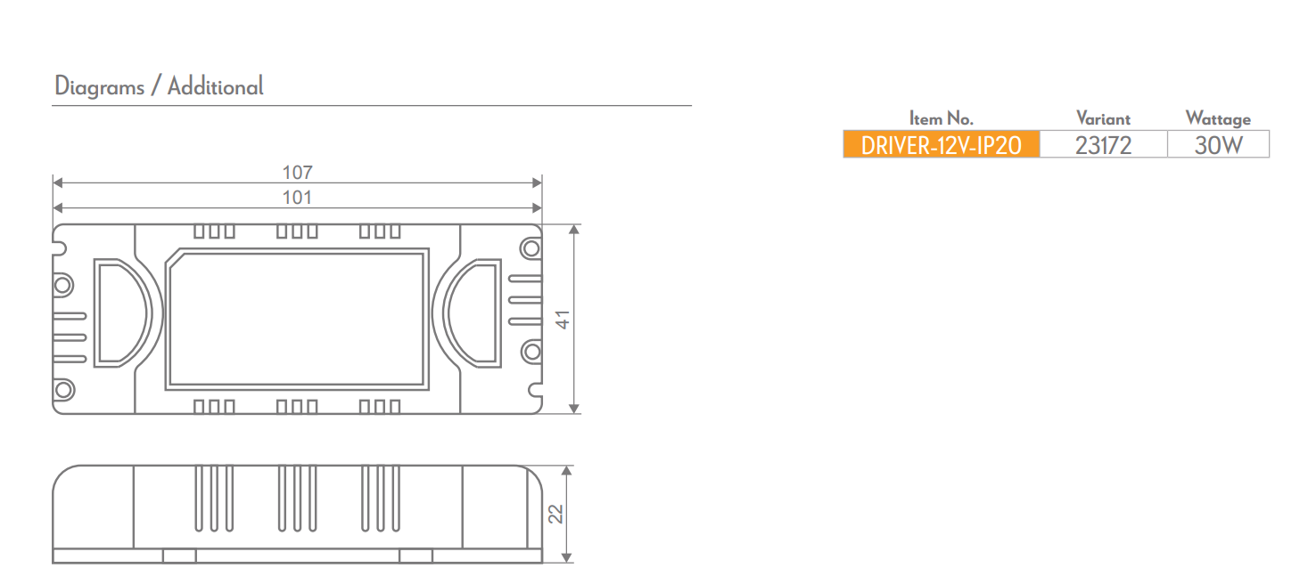 Domus NON-DIM LED Drivers 20W/ 30W/ 60W/ 100W 12V IP20 - 23171, 23172, 23174, 23176