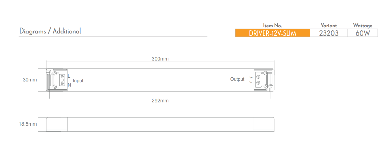 Domus LINEAR 5 IN 1 DIMMABLE LED Drivers 30W/ 60W/ 100W 12V IP20 - 23202, 23203, 23204