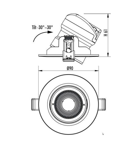 SAL COOLUM PLUS S9167TC LED Downlight Tri - White / Black 6W 240V IP20 - S9167TC/WH, S9167TC/BK
