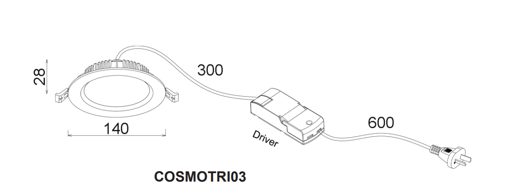 CLA COSMOTRI: Dimmable Fixed LED Downlights Tri - White 15W 220-240V IP20 - COSMOTRI03