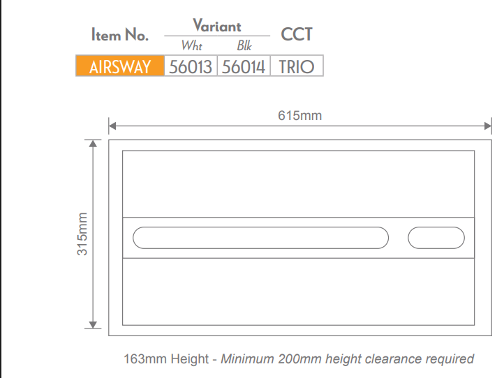 Domus AIRSWAY 6 IN 1 PREMIUM Slimline Bathroom Heater White/ Black 240V-  56013, 56014