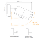 Domus SHADOW 1LT Adjustable Exterior Wall Lights Tri- Bronze/ Brass 240V IP65- 49061, 49063