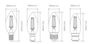Domus Candle C35 Dimmable E27 Filament Lamps and Globes 2700K 6500K Frosted 5W 240V IP64- 65847, 65848