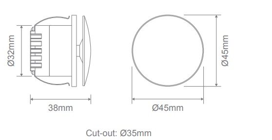 Domus Aura Square Interior Step Lights Tri- Black 3W 24V IP20 - 23749, 23750, 23751, 23752, 23753