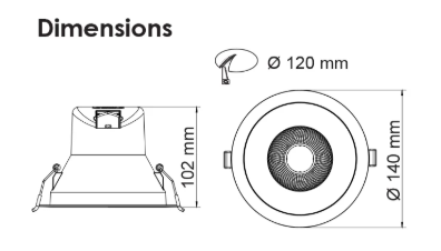 SAL COOLUM PLUS S9069/TC LED Downlight Tri - Black / White 12W 240V IP44 - S9069TC/WH, S9069TC/BK