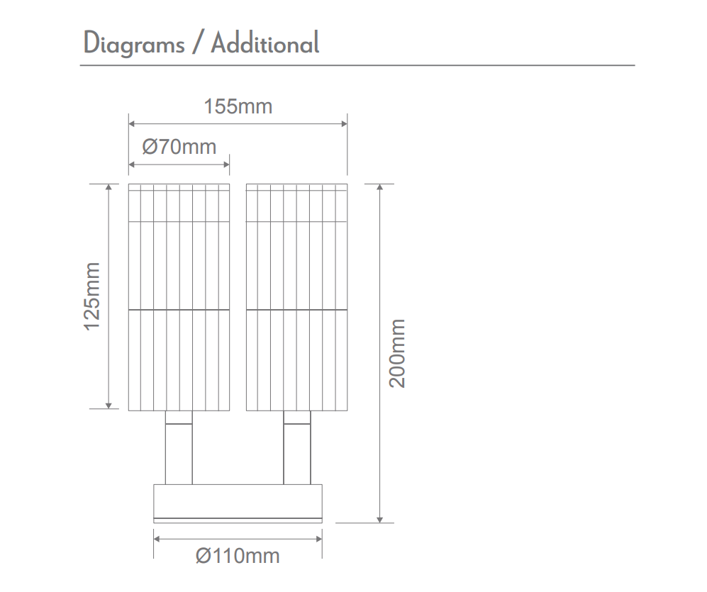 Domus STRIA-2-ADJ Exterior Wall Lights Tri- Black/ White 2x6W 12V/240V IP65- 11206, 11207, 11230, 11231