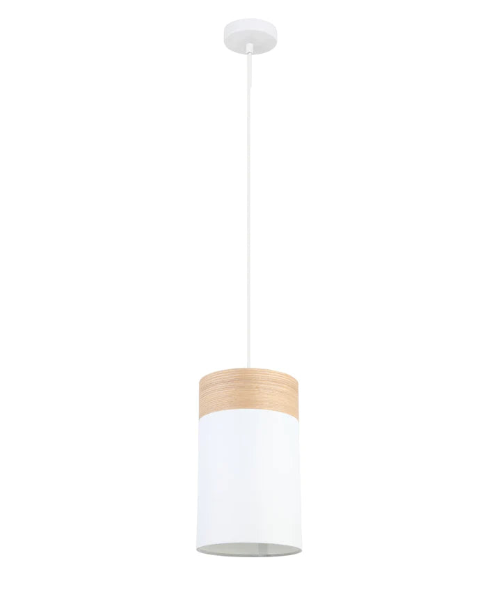 CLA TAMBURA Oblong Cloth Shade with Blonde Wood Trim Interior Pendant White / Black 220-240V - TAMBURA01, TAMBURA02 - CLA LIGHTING