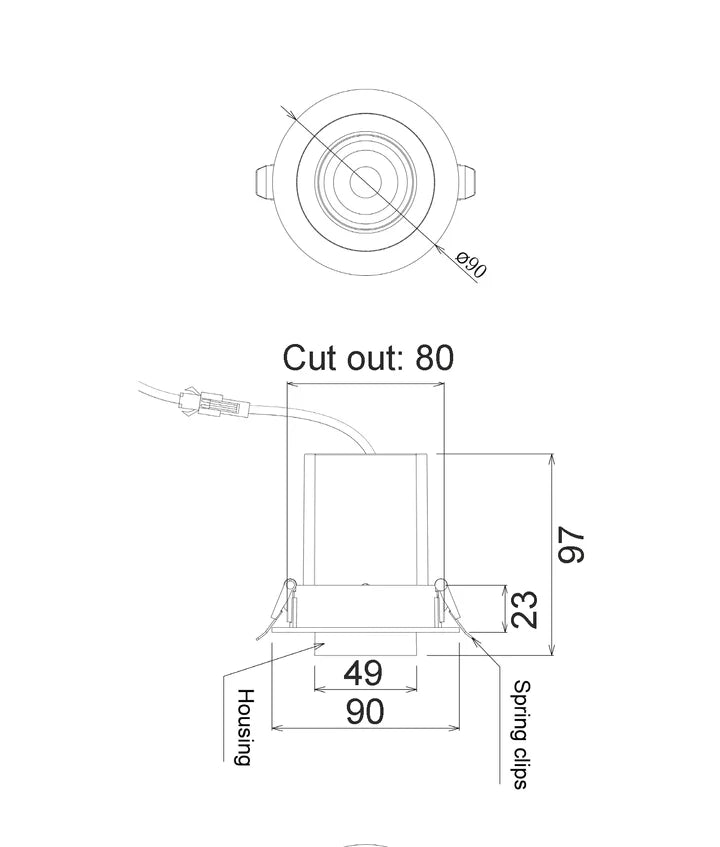 CLA TELE: Recessed Spot Retractable Dimmable LED Downlight Tri- White 10W 220-240V IP20 - TELE1, TELEPLATE1