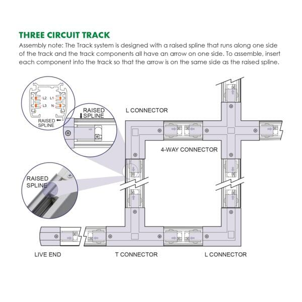 SAL Three Circuit Track Components STR489 Accessories Black/ White 240V - STR489