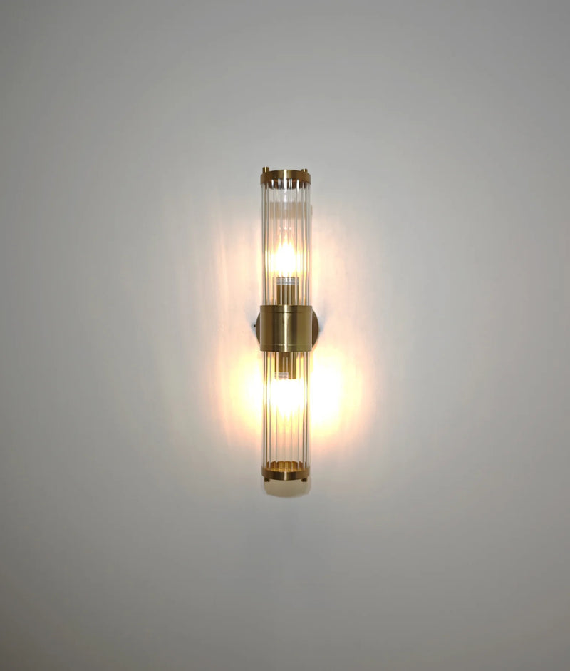 CLA TIEMPO: Up/Down Tubular Clear Glass Interior Wall Lights Antique Brass / Satin Chrome / Chrome / Black / White 220-240V - TIEMPO