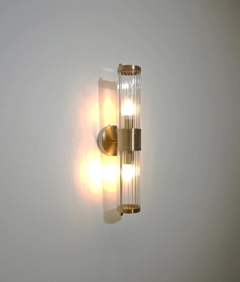 CLA TIEMPO: Up/Down Tubular Clear Glass Interior Wall Lights Antique Brass / Satin Chrome / Chrome / Black / White 220-240V - TIEMPO