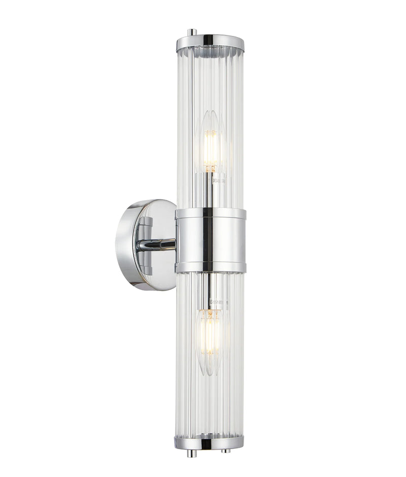 CLA TIEMPO: Up/Down Tubular Clear Glass Interior Wall Lights Antique Brass / Satin Chrome / Chrome / Black / White 220-240V - TIEMPO