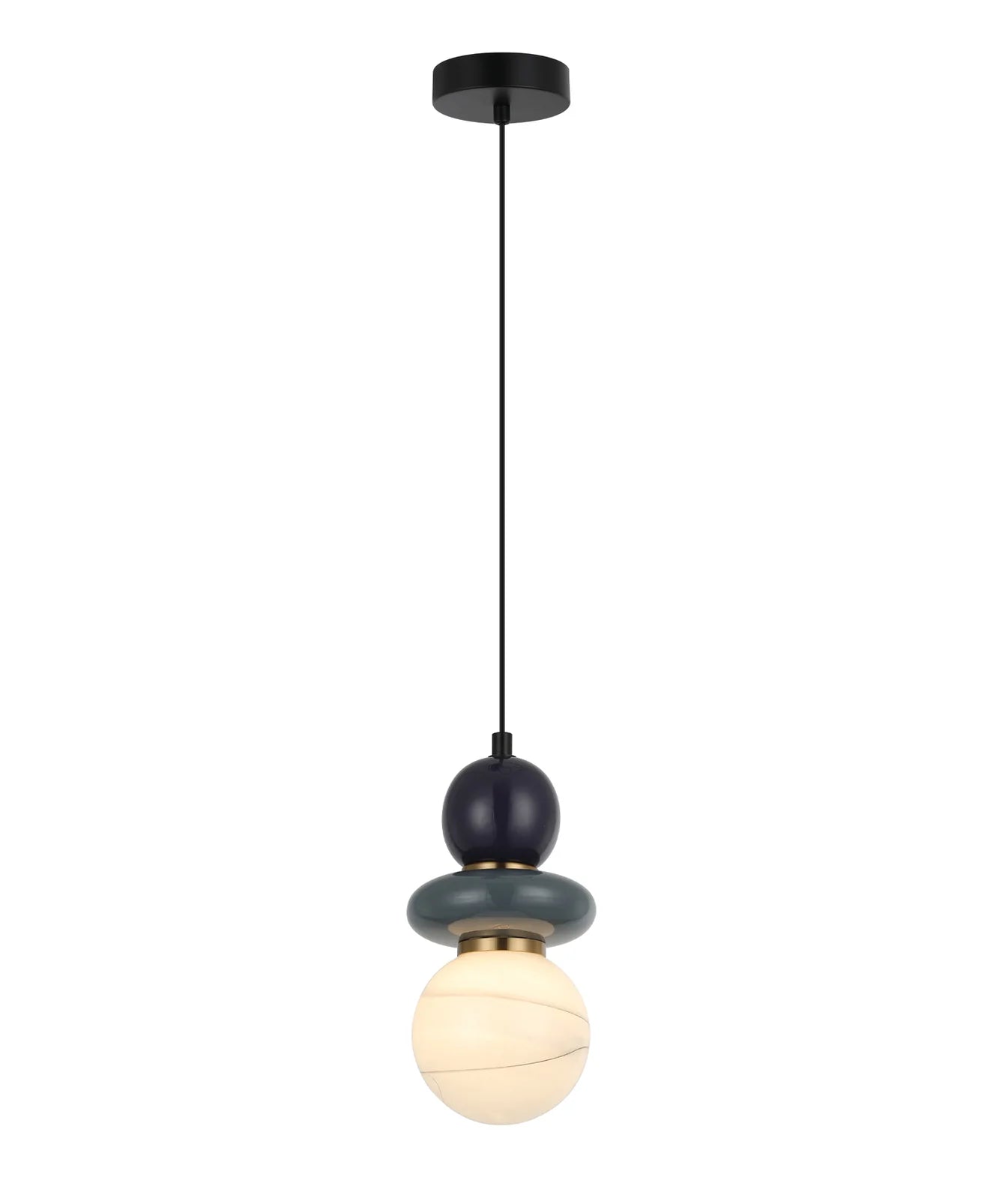 CLA TOCADO: Sandblasted Opal Diffuser Glass with Ceramic Bead Interior Pendants Grey/Purple / Pink/Peach / Blue/Violet 240V- TOCADO
