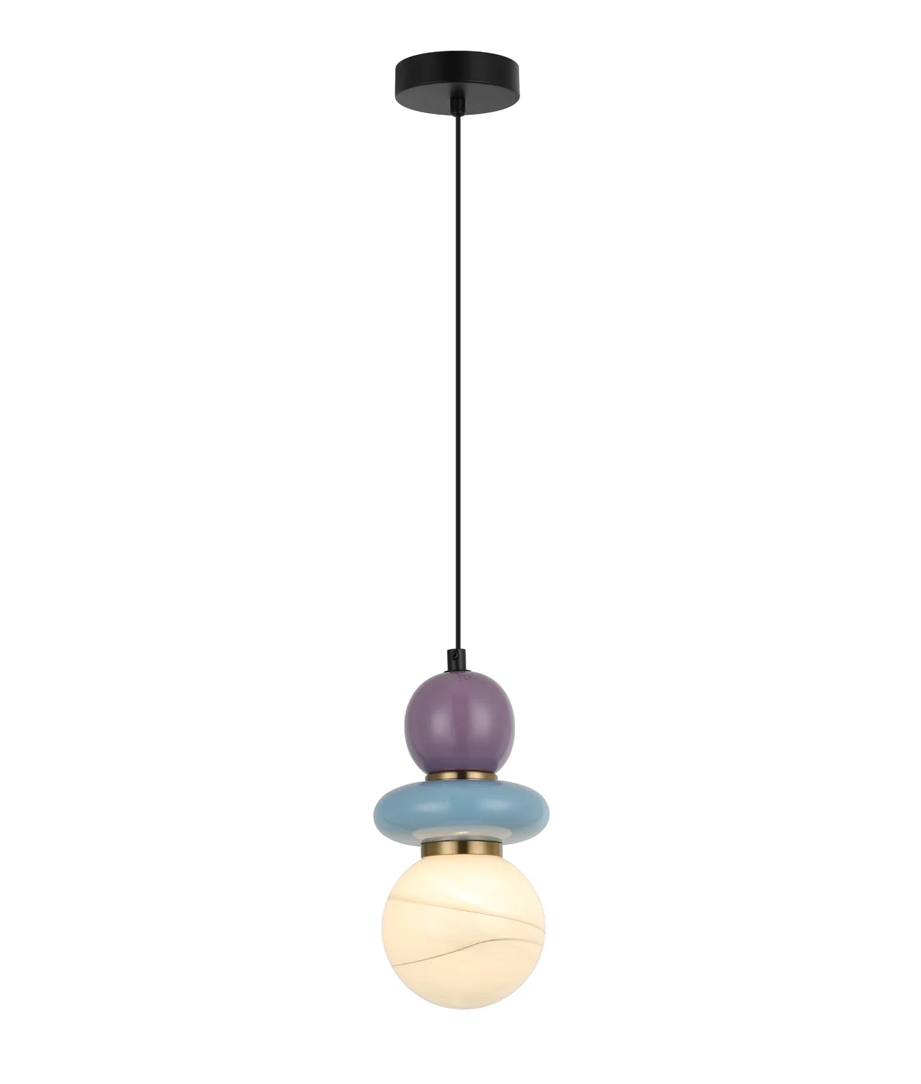 CLA TOCADO: Sandblasted Opal Diffuser Glass with Ceramic Bead Interior Pendants Grey/Purple / Pink/Peach / Blue/Violet 240V- TOCADO