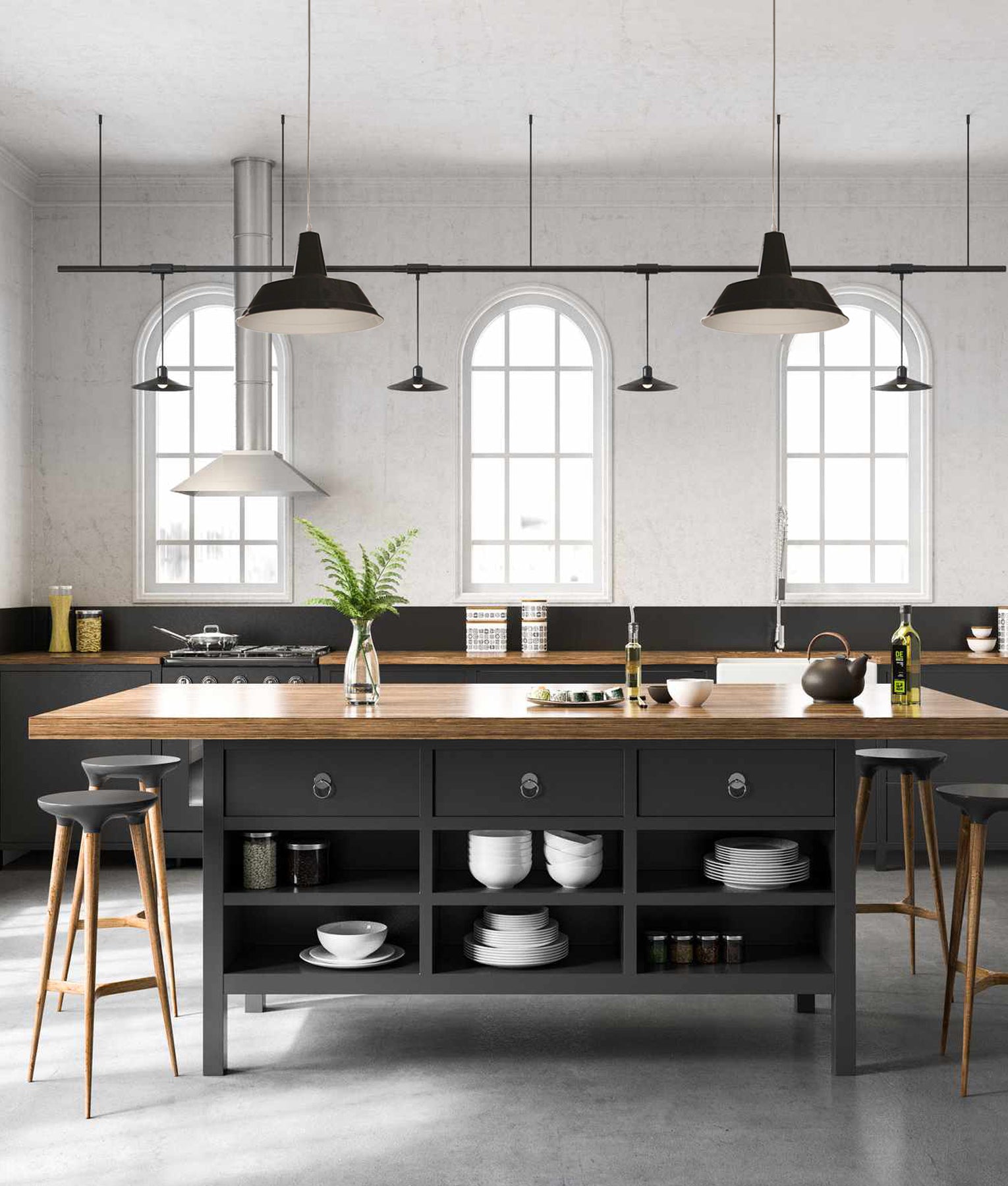 CLA 4 Wire 3 Circuit Pendant Track Light Adaptors Accessories Black - TRK3BLADAP3, TRK3BLADAP4, TRK3BLNIPCON - CLA Lighting