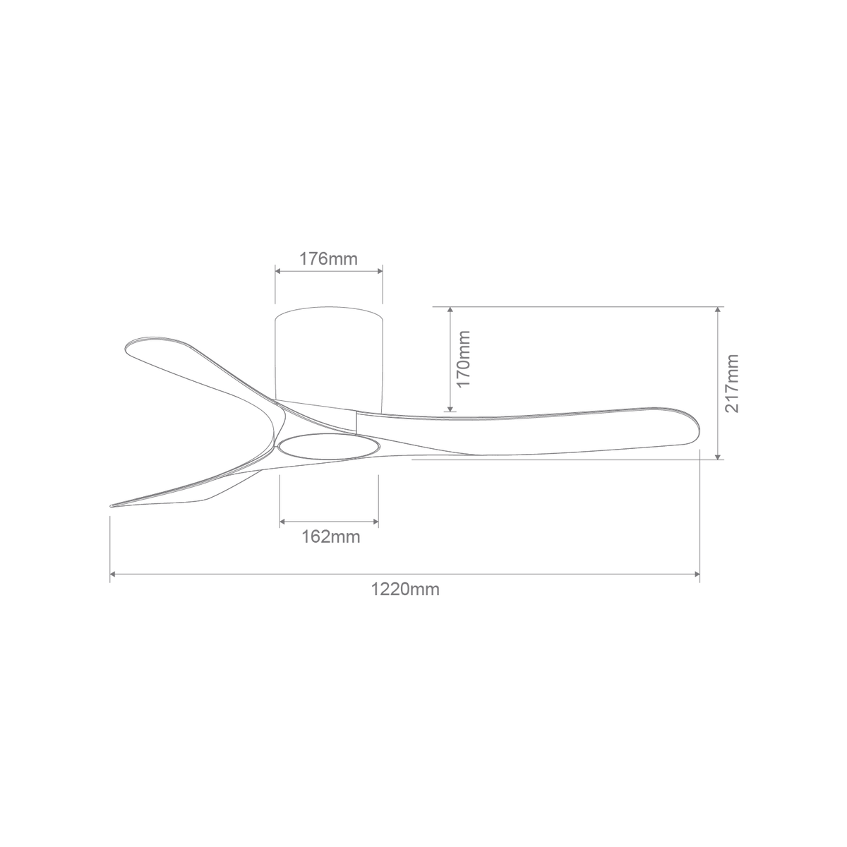 Domus Tundra 48-inch fan-only dimensions drawing