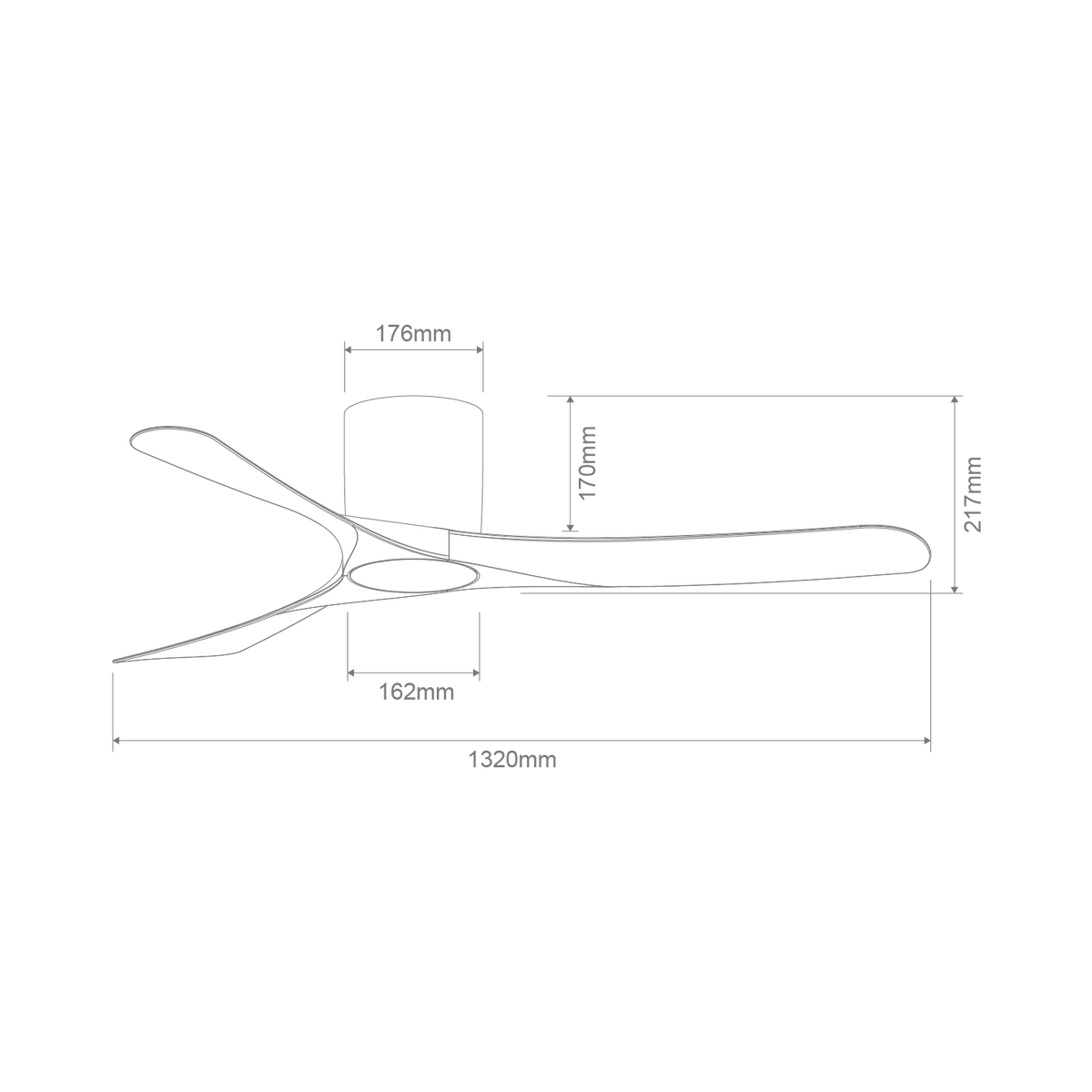 Domus Tundra 52-inch fan-only dimensions drawing