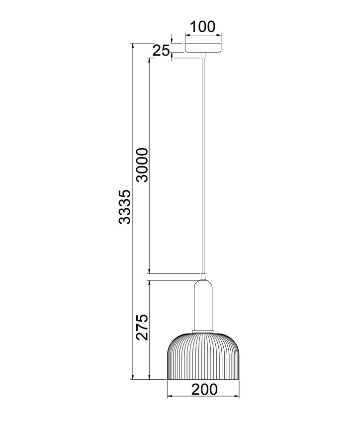 CLA VINTAJ: Dome Ribbed Glass Interior Pendant Smoke/ Green/ Amber/ Copper/ Chrome/ Clear 220-240V - VINTAJ13, VINTAJ14, VINTAJ15, VINTAJ16, VINTAJ17, VINTAJ18