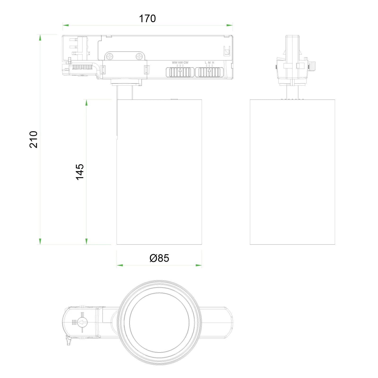 SAL WARRAGUL LED Track Lights Tri- White/ Black 15/35W 240V IP20- STR488XMPXXTC