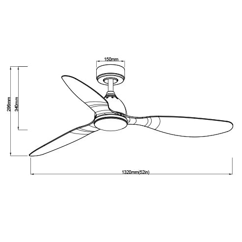 SAL WAVERLEY 52 + SACF01/52/3/L 3 Blade Ceiling Fans White 50W 240V- SACF01/52/3/L