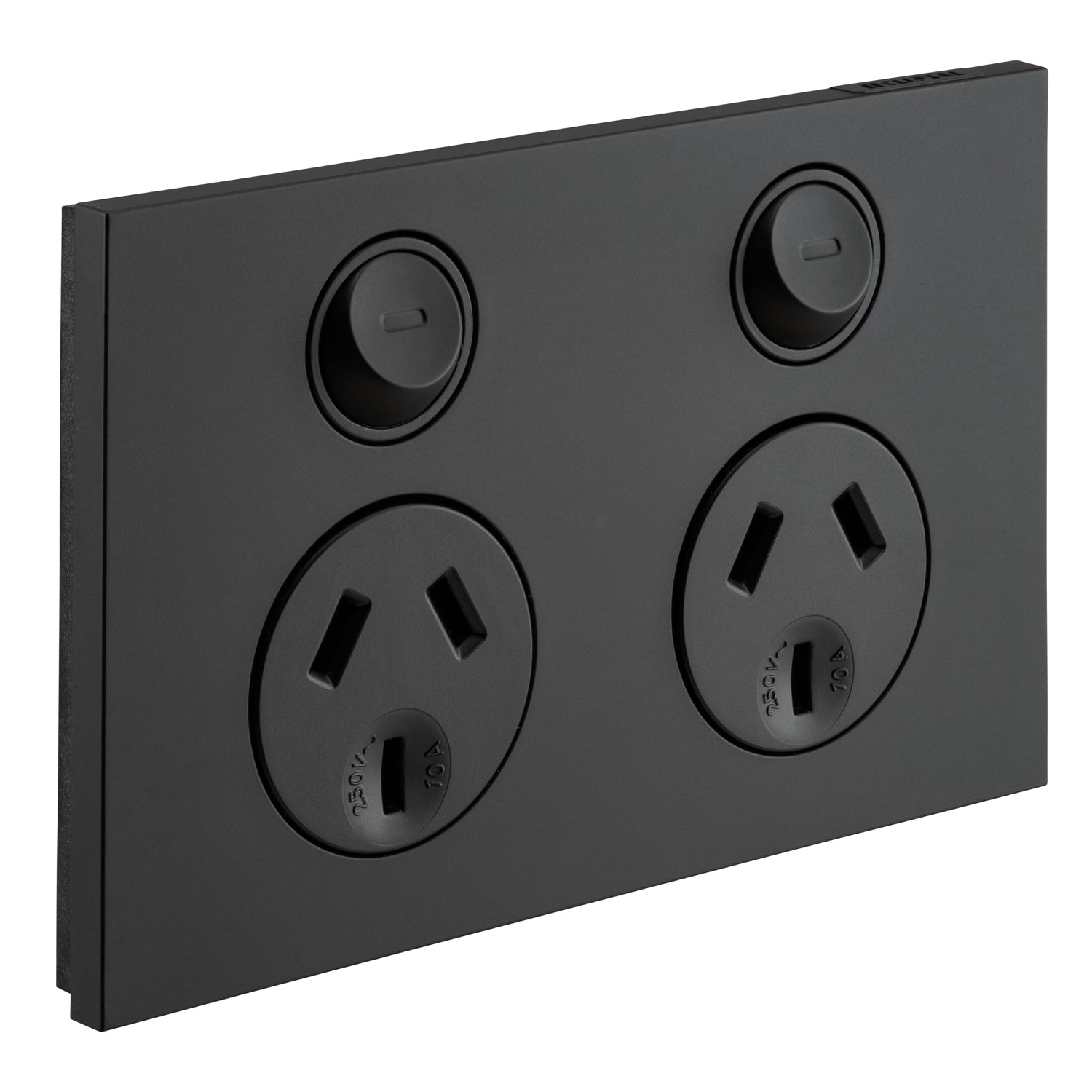 Clipsal Double Power Point Cover, Saturn Zen, Horizontal Mount Black/ White 250V- Z4025-ZB, Z4025-ZW