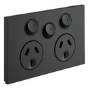Clipsal Double Power Point, Saturn Zen, With Extra Switch Horizontal Mount White/ Black 250V- Z4025XA-ZB, Z4025XA-ZW