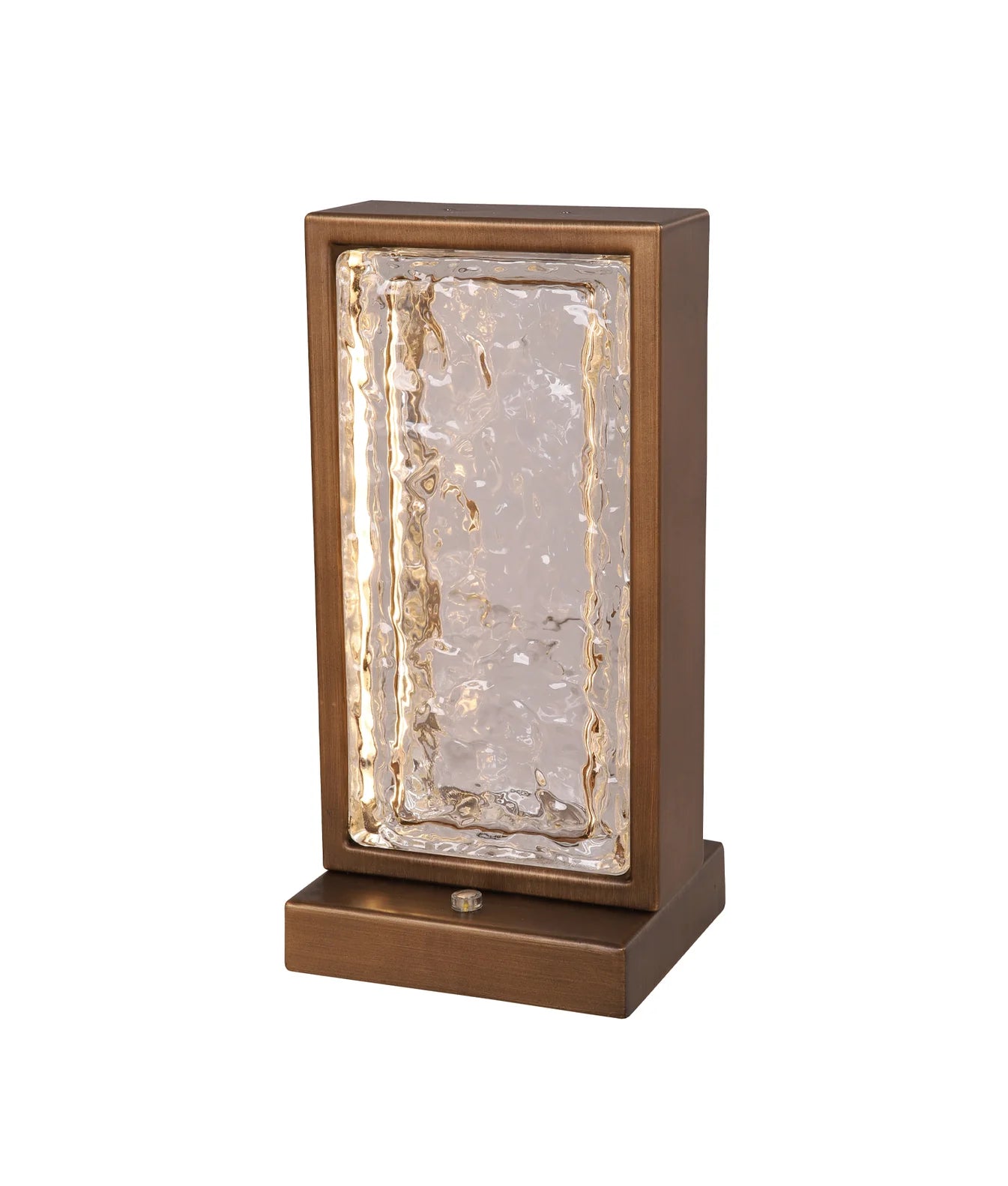 CLA ZEIGEL: LED Rectangular Textured Ice Glass Diffuser Table and Floor Lamps 3000K Satin Black/ Antique Brass 8W 240V IP20- ZEIGEL-T1, ZEIGEL-T2