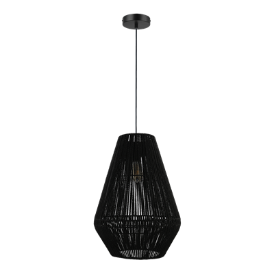 Domus Carter Large Paper Rope Interior Pendant Black / Natural 240V IP20 - 23144, 23145 - Domus Lighting