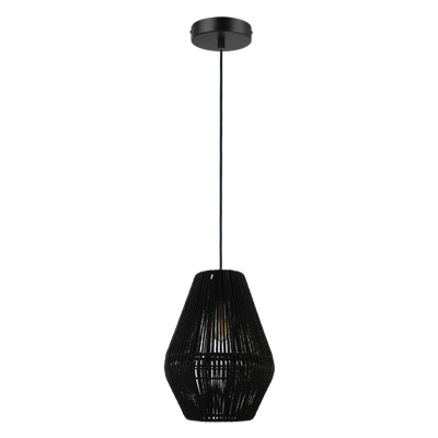 Domus Carter Medium Paper Rope Interior Pendant Black / Natural 240V IP20 - 23142, 23143 -Domus Lighting