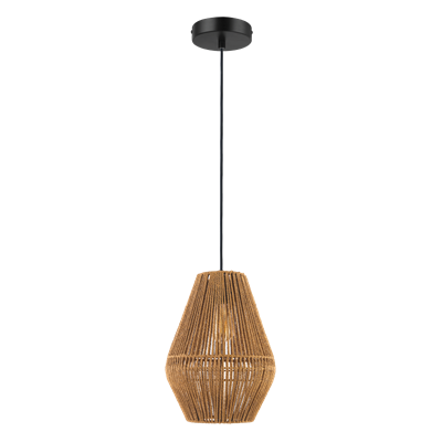 Domus Carter Medium Paper Rope Interior Pendant Black / Natural 240V IP20 - 23142, 23143 -Domus Lighting