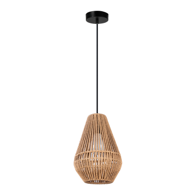 Domus Carter Small Paper Rope Interior Pendant Black / Natural 240V IP20 - 23140, 23141 -Domus Lighting