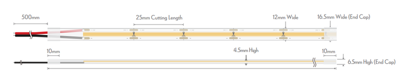 Domus PLEX-COB-5-IP67 LED Strip 3000K 4000K 5000K 5W 24V IP67 - 24070, 24071, 24072 Sold per metre