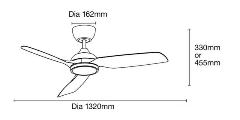 Martec Daytona DC 52″ Smart Ceiling Fan With WIFI Remote Control + LED light 2700K to 6000K Matt Black 24W 220-240V IP55 - MDDC1333M