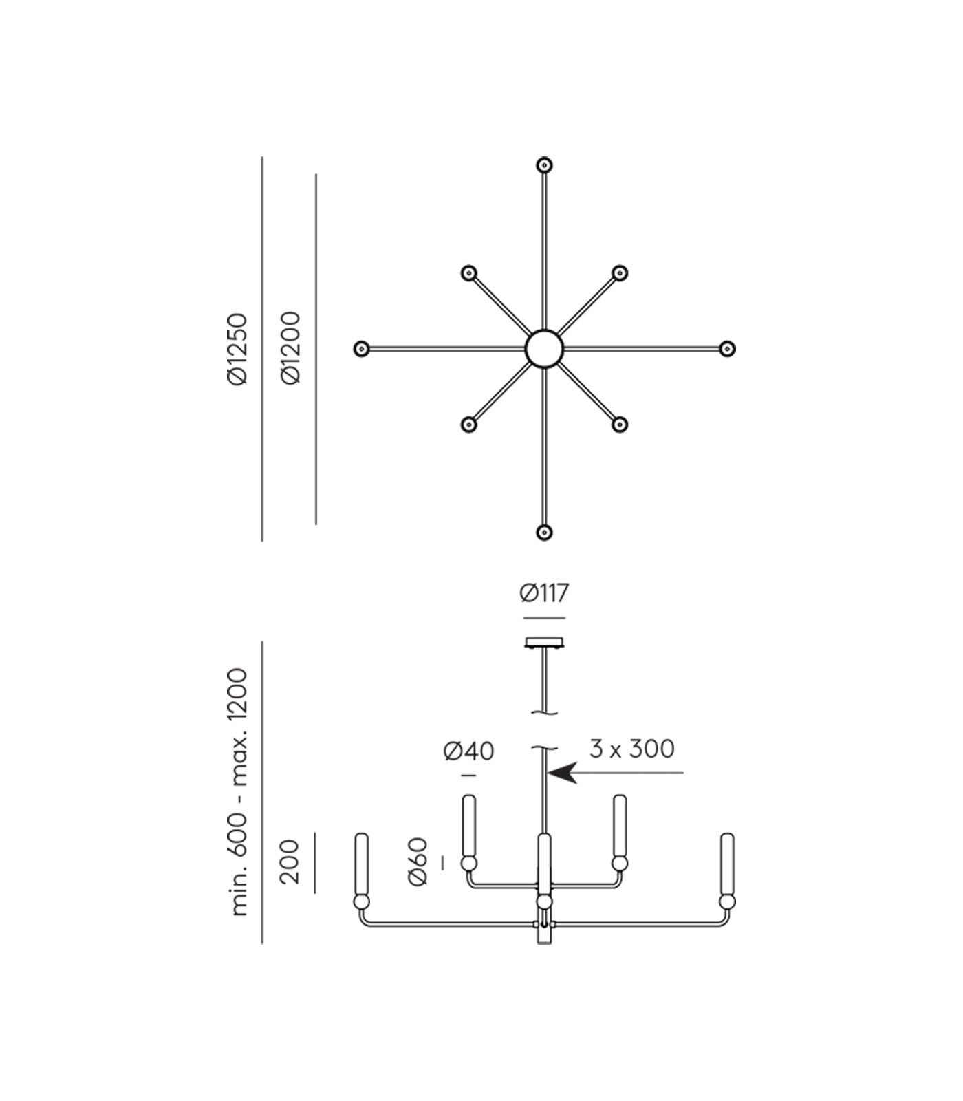 Aromas Delie 8lt Interior Pendants 3000K Matte Black/ White/ Aged Gold 5W - ARO.C1224/8/NEG, ARO.C1224/8/ORO