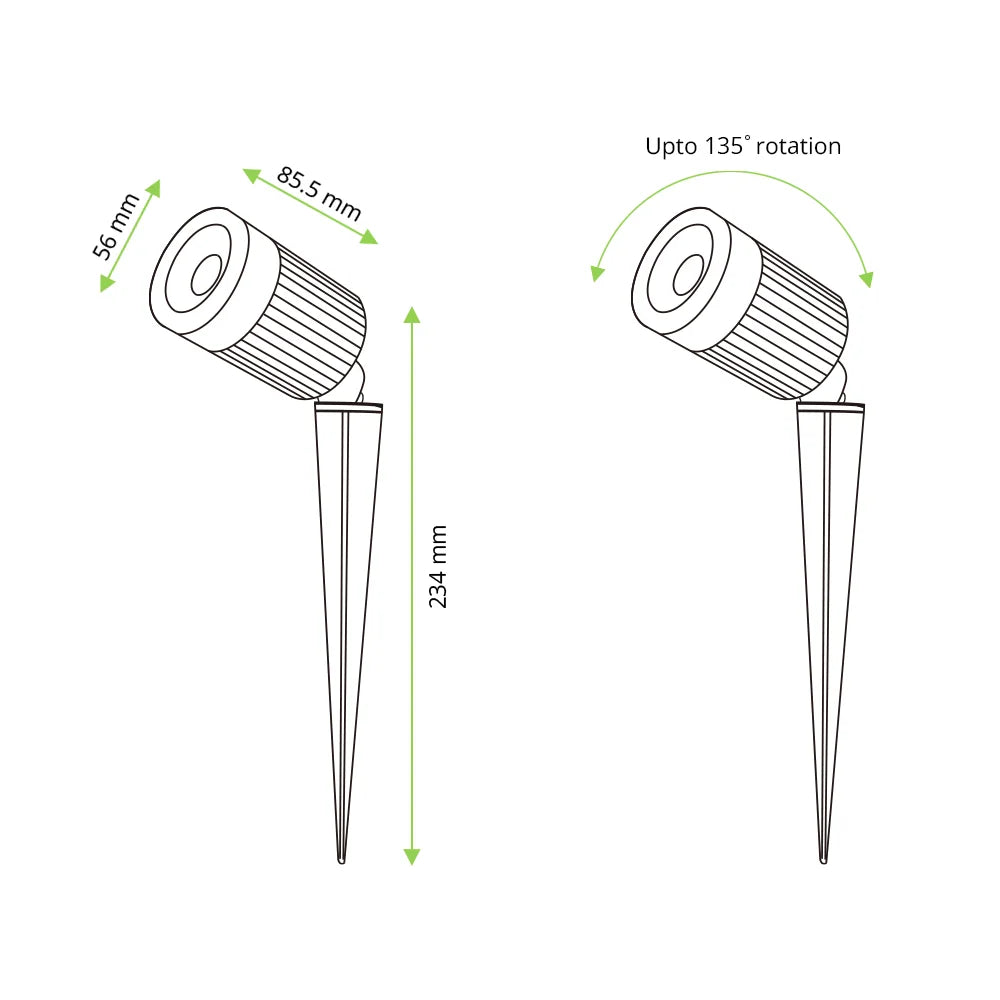 Azoogi Garden Spike Lights 2700K 6000K Black 12W 12/24V IP67 - GL003, GL004