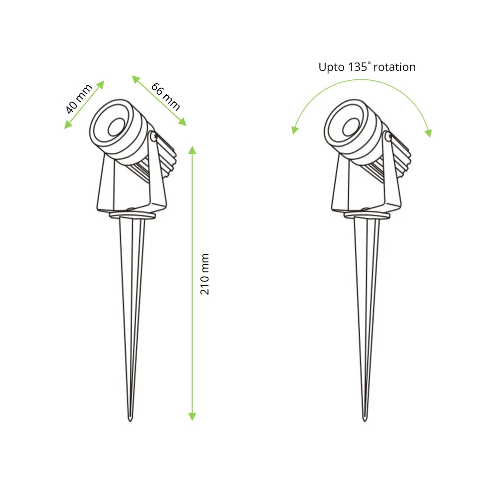 Azoogi Garden Spike Lights 3000K 6000K Black 3W 12/24V IP67 - GL005, GL006